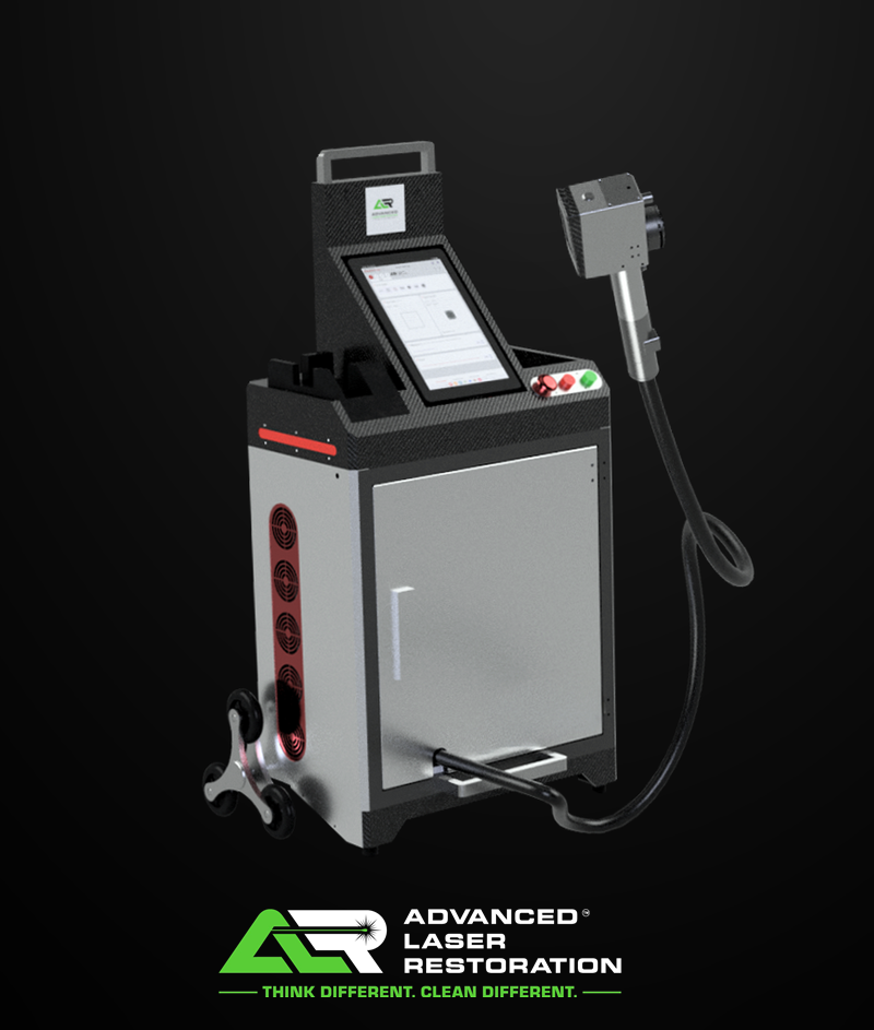 Advanced Laser Restoration industrial laser cleaner on its mobile cart