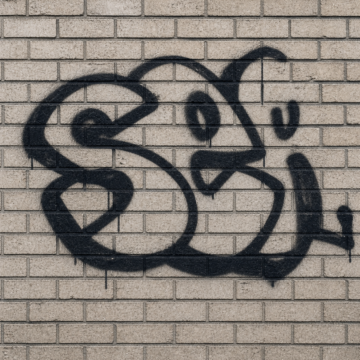 Graffiti before laser cleaning