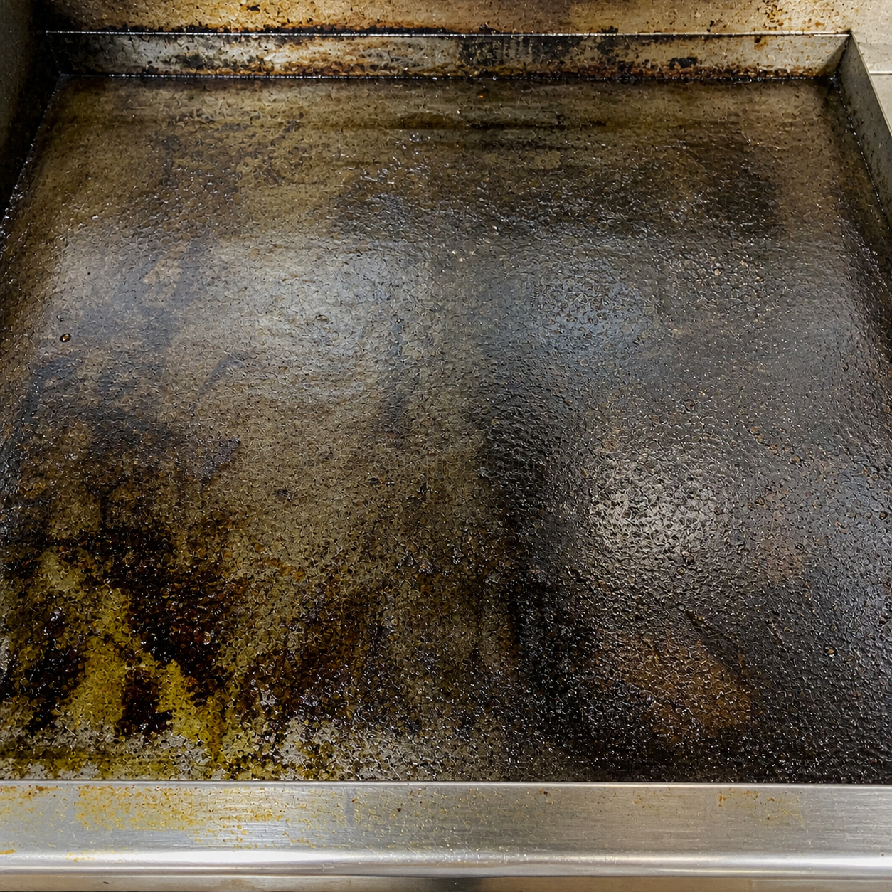 Greasy surface before laser cleaning